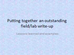 Putting together an outstanding field/lab write-up