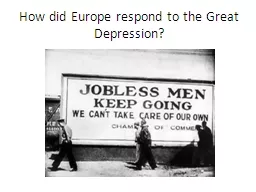 How did Europe respond to the Great Depression?