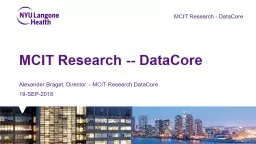 MCIT Research   --  DataCore