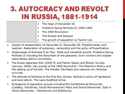 3.  Autocracy and revolt in Russia, 1881-1914