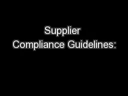 Supplier Compliance Guidelines: