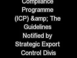 Internal Compliance Programme (ICP) & The Guidelines Notified by Strategic Export