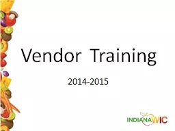 Vendor Training 2014-2015