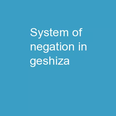 System of Negation in Geshiza