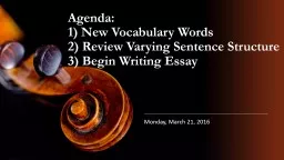 Agenda: 1) New Vocabulary Words