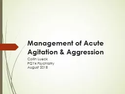 Management of Acute Agitation & Aggression
