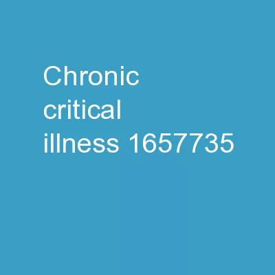 Chronic Critical Illness