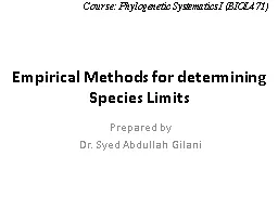 Empirical Methods for determining Species Limits