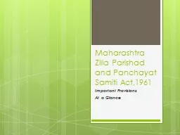 Maharashtra Zilla Parishad and Panchayat Samiti Act,1961