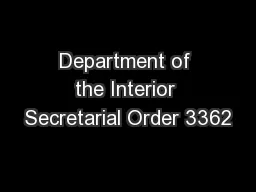 Department of the Interior Secretarial Order 3362