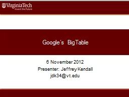 Google’s  BigTable 6  November 2012