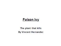 Poison Ivy The plant that kills