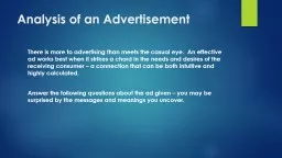 Analysis of an Advertisement