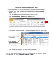 Recovering deleted items in Outlook  Deleted email ite