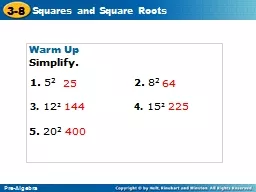 Warm  Up Simplify.      Pre-Algebra
