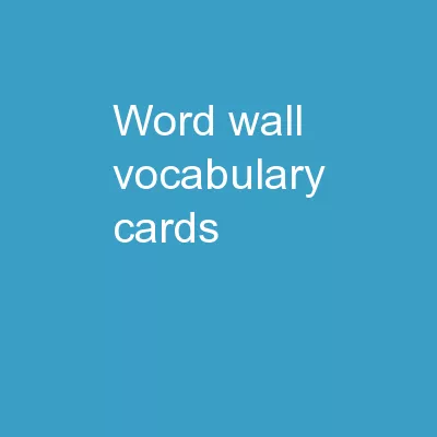 Word Wall  Vocabulary Cards