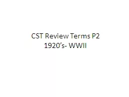 CST Review Terms P2 1920’s- WWII