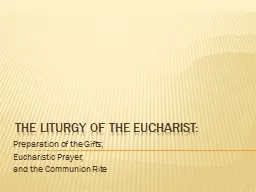 The Liturgy of the Eucharist: