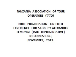 TANZANIA ASSOCIATION OF TOUR OPERATORS (TATO)