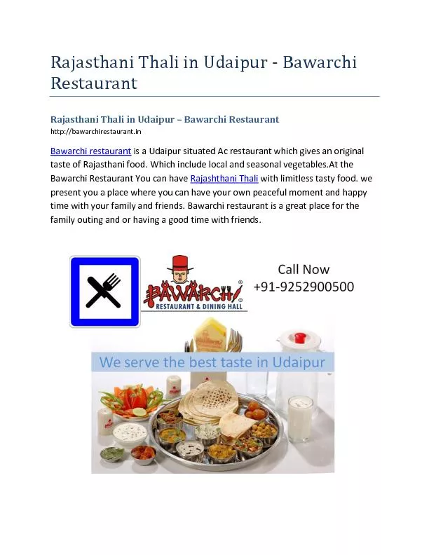 Rajasthani Thali in Udaipur – Bawarchi Restaurant