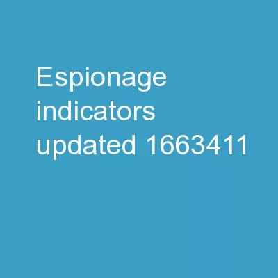 Espionage Indicators Updated