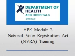 HPE Module 2 National Voter Registration Act (NVRA) Training