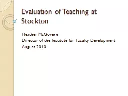 Evaluation of Teaching at Stockton