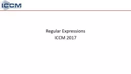 Regular Expressions ICCM 2017