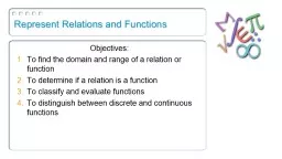 Represent  Relations and Functions