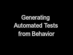 Generating Automated Tests from Behavior