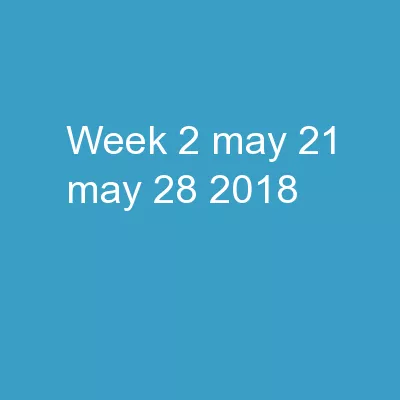 Week 2 (May 21 – May 28, 2018)