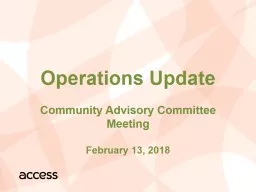 Operations Update Community Advisory Committee Meeting