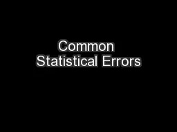 Common Statistical Errors