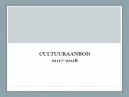 CULTUURAANBOD 2017-2018 CIRQUE DU SOLEIL