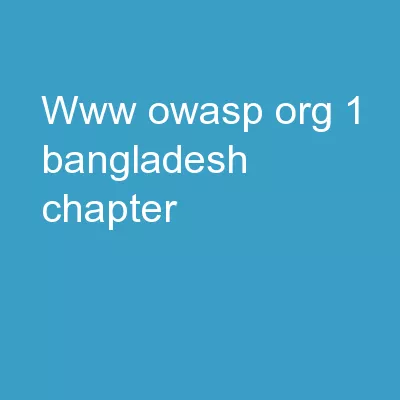 www.owasp.org | 1 Bangladesh Chapter