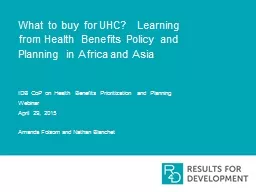 What to buy for UHC?  Learning from Health Benefits Policy and Planning in Africa and