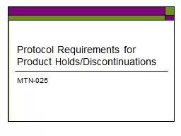 Protocol Requirements for Product Holds/Discontinuations
