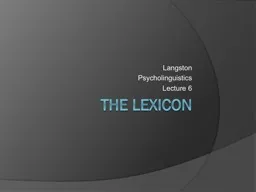 The lexicon Langston Psycholinguistics
