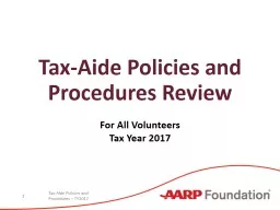 Tax-Aide Policies and Procedures Review