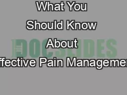 What You Should Know About Effective Pain Management
