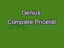 Genius Complete Pricelist