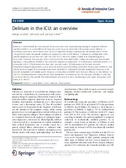 REVIEW Open Access Delirium in the ICU an overview Rod