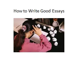 How  to Write Good Essays