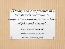 'Theory and / or practice in translator's curricula. A comparative-contrastive view from
