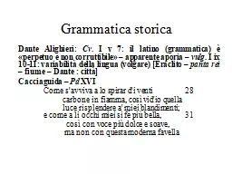 Grammatica storica Dante Alighieri: