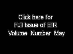 Click here for Full Issue of EIR Volume  Number  May