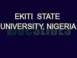 EKITI  STATE UNIVERSITY, NIGERIA