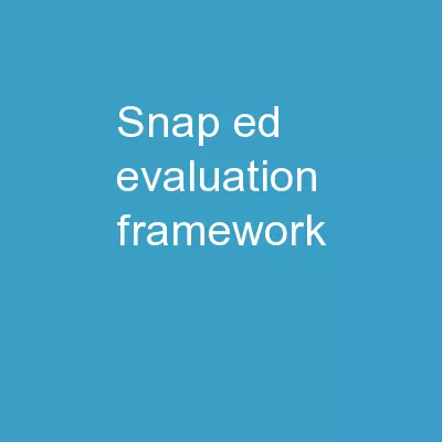 SNAP-Ed Evaluation Framework: