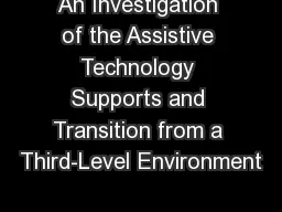 An Investigation of the Assistive Technology Supports and Transition from a Third-Level Environment