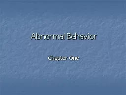 Abnormal Behavior Chapter One